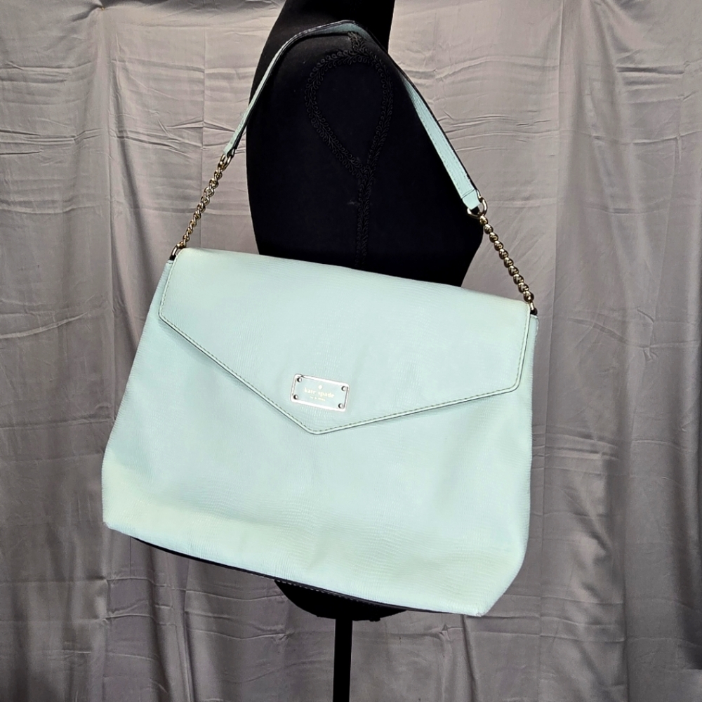 Kate Spade A La Vita Exotic Leena Shoulder Handbag 100% Leather,Mint Chain Strap